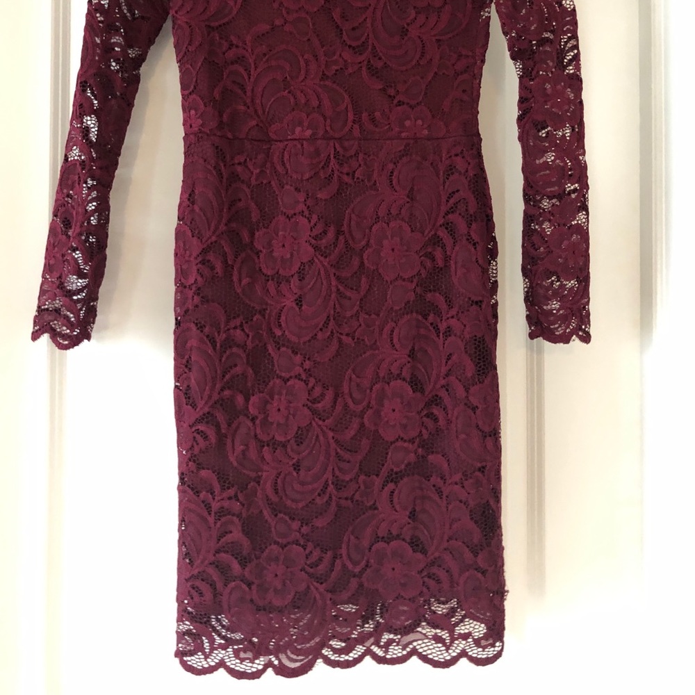 Long sleeve maroon lace dress